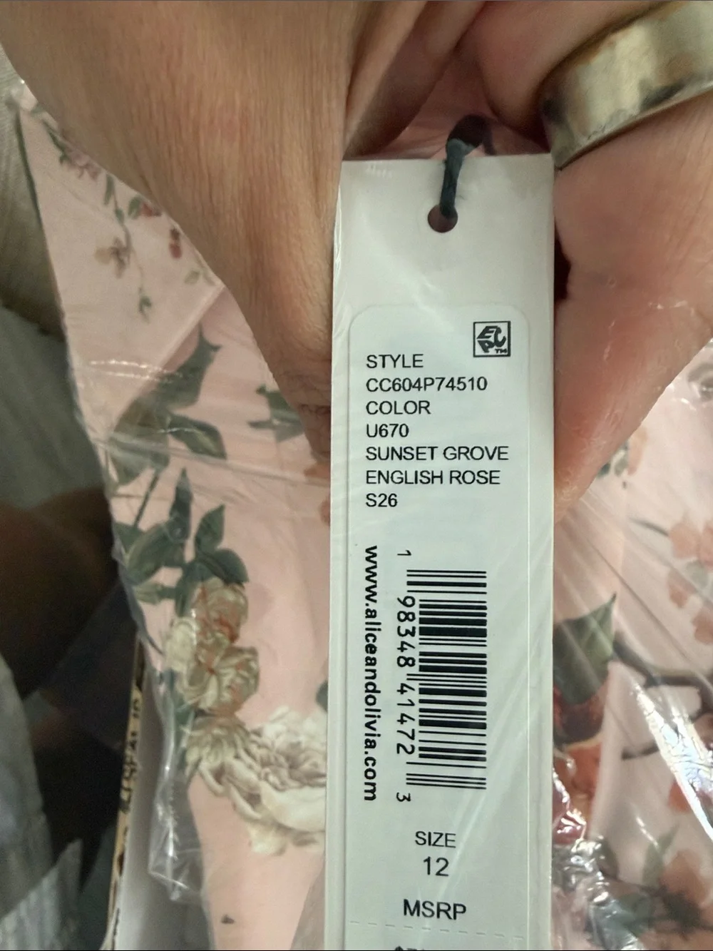 Alice + Olivia sold out -Pink Floral Tie-Shoulder size 12 - Picture 6 of 8